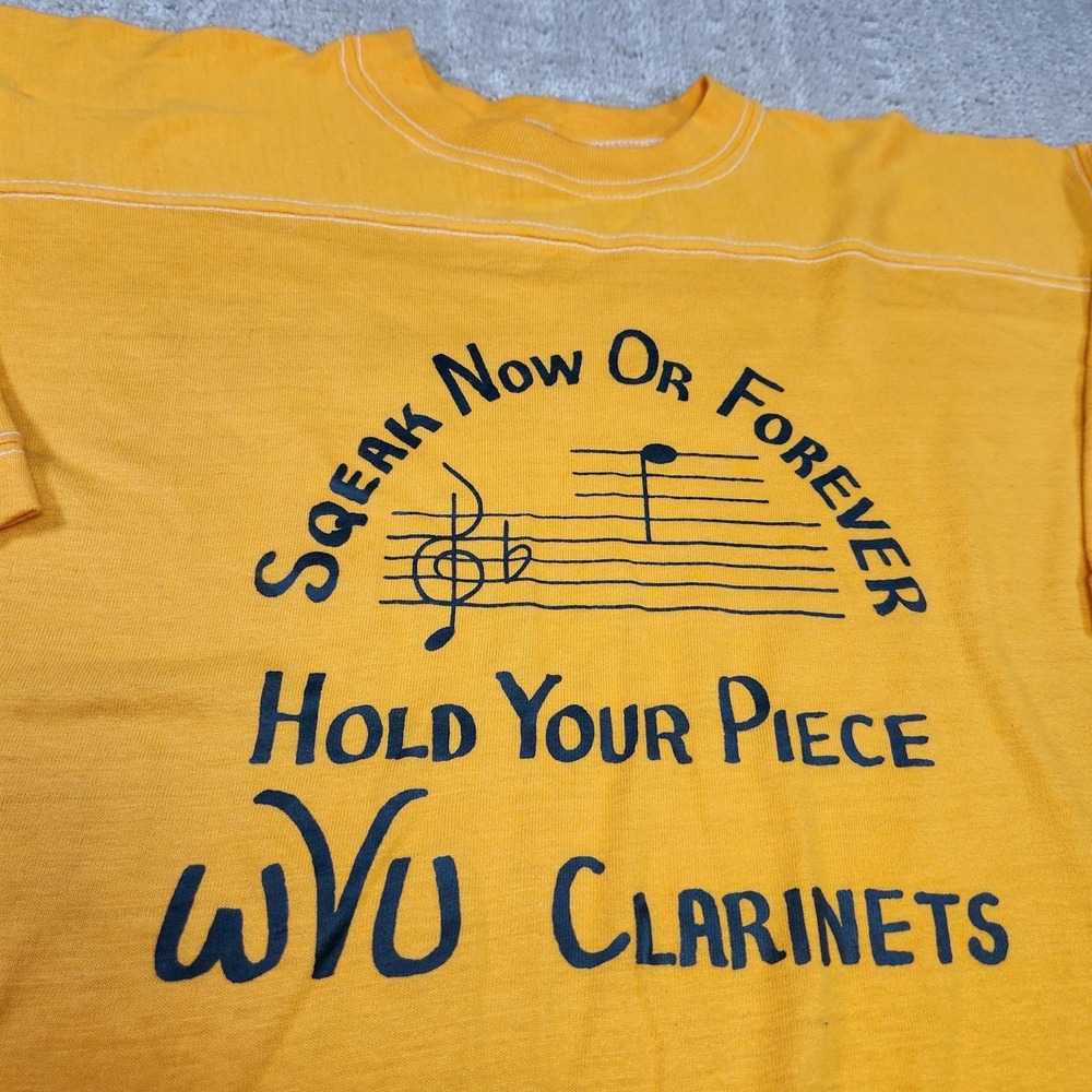 Vintage 70s WVU Mountaineers Shirt Adult Large Band Sportswear Tag USA Made NCAA